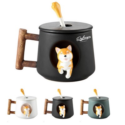 14oz Ceramic Coffee Mug with Cute Dog